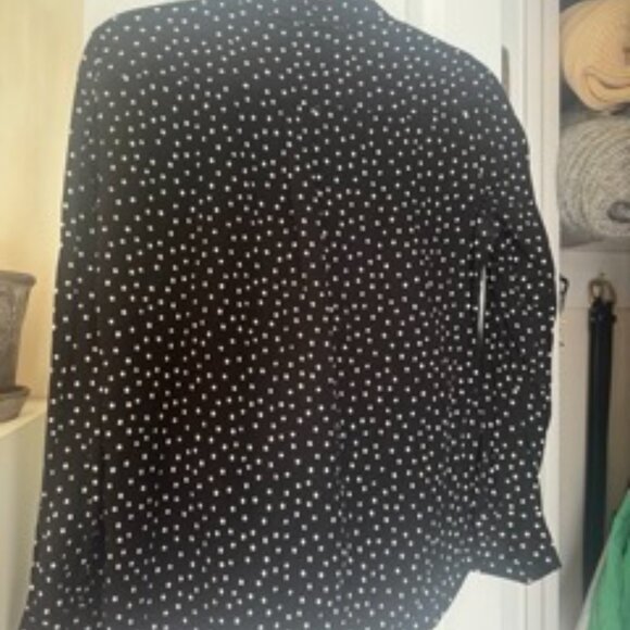 Uniqlo Women's Black + White Polka Dot Button-Up - Picture 2 of 4